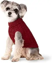 Dog Sweater, Red M Pullover Sweater, Turtleneck Knitwear, Puppy Outfits for Small and Medium Dogs, Warm Clothes for Bulldog, Poodle, Yorkshire etc.