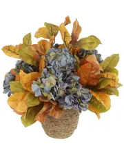 Creative Displays Fall Arrangement with Hydrangeas & Leaves in Rope Pot