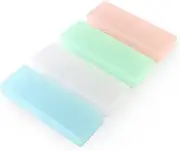 Clear Pencil Case Plastic Small Storage Case Plastic Pencil Case, 4Pcs Plastic Pencil Case Stationery Case with Hinged Lid and Snap Closure,Plastic Pencil Box Stationery Case Frosted Clear Pencil Box