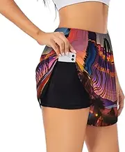 [GaxfjRu] Las Vegas Sunset 1 Print Women's Running Shorts High Waisted Running Shorts Pocket Sporty Gym Elastic Short