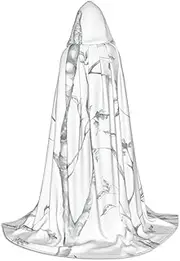 Gray Woods And Birds Print Hooded Cloak Unisex Gothic Costume Carnival Theme Parties Vampire Festive Decor