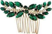BETITETO Bridal Hair Comb Emerald Green Crystal Wedding Hair Piece Pin Accessories for Women Girls Party