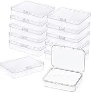 12 Pcs Mini Plastic Storage Containers Box with Lid, 3.5x2.4 Inches Clear Rectangle Box for Collecting Small Items, Beads, Game Pieces, Business Cards, Crafts Accessories