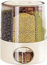 Rice Container - Rotating Rice Bucket - Anti-gnat Anti-moisture Food-grade Sealed Barrel with Dividers for Grains Beans Oats Millet Pet Treat Baking Pantry Kitchen