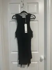 Alice McCall HEART RACER Dress SZ 8 BLACK Mini Knit Bodycon Party Grunge