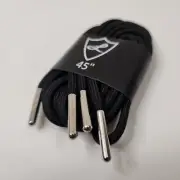 Premium rope shoelaces: 45" Black Rope/Engraved Silver Aglets by Laced Up