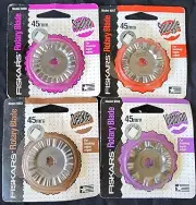 4 NEW Fiskars Rotary Blade 45mm Scallop, Deckle, Squiggle, Victorian lots