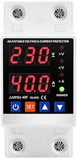 Daseeme Dual Display 40A Din Rail Adjustable Digital Over Under Voltage Relay Surge Protector Limit Over Current Protection