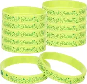 GOOHOCHY Shamrock Silicone Wristbands for Patrick Day Durable Elastic Bracelets for Party Favors Comfortable Ages