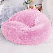 Bean Bag Chair Cover Fluffy Fur Pouf Sofa Cover Bean Bag Chair Couch Beanbag Ottoman Relax Lounge Futon Puff (Color : Water Pink, Size : 2.3ft-D70cm-cover)