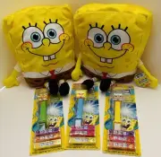 SPONGEBOB SQUAREPANTS COMBO - Two “Stuffies” & Three PEZ Dispensers (MOC)