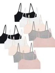 Big Girls Cotton Training Bra 4-Pack White/Grey/Nude/Black/Blush Rose Medium