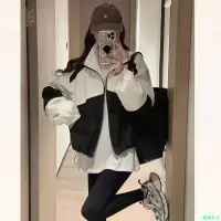 在飛比找蝦皮商城精選優惠-歐洲站 韓國衣服 外套 棒球外套 撞色拼接 夾克 外套女 防