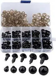 CCINEE 100 Safety Eyes + 100 Safety Washers with Box for Soft Toy Teddy Bear Doll Making