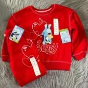 Bluey Two Piece Outfit Girls Size Small 6/6X Red Sweatshirt & Sweatpants Set