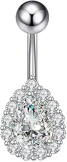 [Generic] Water drop Zirconia 316L Surgical Stainless Steel navel ring navel nail piercing jewelry