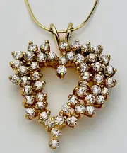 DaneCraft 24KT Gold Over 925 Sterling Silver 9.8 Gram 50 CZ Heart Necklace 24”