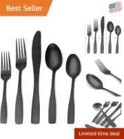 Matte Black Flatware Set for 8 - 40-Piece Luxury Dining Cutlery, Dishwasher Safe
