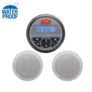 Marine Bluetooth USB Stereo Boat Radio Receiver+2X4" Ceiling Speakers Waterproof