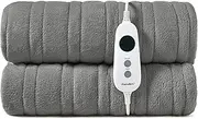Dreamaker Double-Sided Coral Fleece Electric Heated Throw Blanket 200x180cm Heating Rug Plush Snuggle Overheat Protection Adjustable 9 Heat Settings Extra Long Cord Detachable Controller - Light Grey