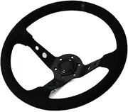 Black Edition 14inch 350mm Car Steering Wheel Suede Leather Drift Compatible for JDM Fashion Black Racing Deep Dish Steering Wheels 2407MOBE125