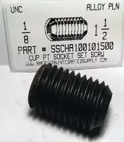 1"-8x1-1/2 Hex Socket Set Screws Cup Point Alloy Steel (1)