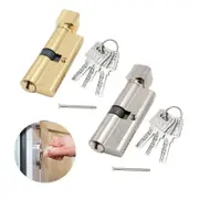 Winter promotion,2Pcs Security Lock Cylinder Home Cylinder Lock Knob Exterior Door Entrance Door Lock Cylinder Euro Profile Cylinder Lock, For Wood, M