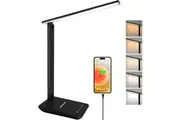 Desk Lamp Dimmable Table Lamp Reading Light with USB Charging Port 5 Lighting Modes Touch Control Desk Light-Black