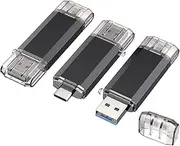Vansuny 3 Pack 32GB USB C Flash Drive 2 in 1 OTG USB 3.0 + USB C Memory Stick with Keychain Dual Type C Thumb Drive Photo Stick Jump Drive for Android Smartphones, Computers, MacBook, Tablets, PC