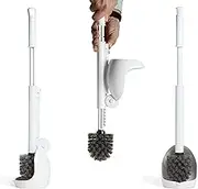 ELYPRO Drip Free Toilet Brush and Holder, Bathroom Bowl Cleaner and Scrubber, Portable and Hygienic Bristle Cleaning Brushes, Unique Caddy Design for No Drip Experience, Home, RV or Boat Brush, White
