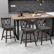 Costway2 Pieces Swivel Bar Stools with Backrest &amp; Rubber Wood Legs-Black-96 cm