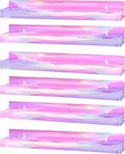 FFowcye 6 Packs Acrylic Nail Polish Organizer Wall Mounted Rack, 15Inch Iridescent Floating Display Shelves for Wall, Holds Alcohol and Tattoo Inks Essential Oils Paint Perfume.…, Rainbow (FF016-DE)