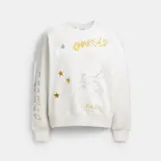 Shrunken Sketch Print Crewneck Sweatshirt