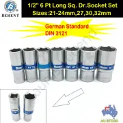 7PC CRV 1/2" Drive Metric German Standard Deep Socket Set 21-24,27,30,32mm