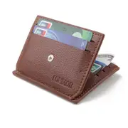 Men Faux Leather Mini Hasp Card Holder Zipper Wallet BROWN COLOR