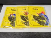 3 NJ Hand Tied Plastic HI-LO Squid Teaser BLUE/WHITE Fluke/Summer Flounder Rigs