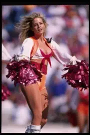 Tampa Bay Buccaneers cheerleader performs during the Buccaneers- 1995 Old Photo