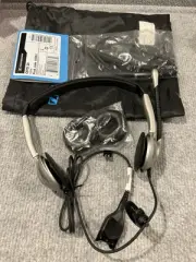 T8-Sennheiser SH350 Binaural Headset W Microphone, Silver- W Cable & Bag NEW