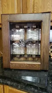 RUSTIC Wall Counter Wood Spice Rack Cabinet Glass Door & 12 Glass Jars MADE USA!