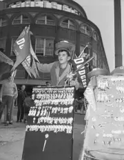 Baseball Souvenir Seller At Ebbets Field 1950 Old Baseball Photo