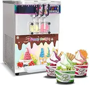 Kolice ETL Certificate Countertop 3 Flavors Soft ice Cream Machine,Tabletop 2+1 Mixed Flavors Soft ice Cream Machine Yogurt ice Cream Machine,Supper slient Gear Box