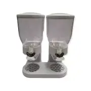 NNEDSZ 2 x 4L Double Cereal Dispenser White - Round Rice Grains Countertop Stora