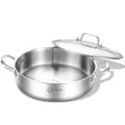LOLYKITCH 12 Incn Tri-Ply Stainless Steel 6 QT SautÃ© Pan with LidDeep Frying
