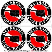 OKLAHOMA SCUBA DIVING Flag-Map Shape USA Circular Vinyl Stickers, Decals 50mm x4