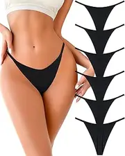 [UNDER THE SEA] G String Thongs for Women Seamless Underwear Low Rise No Show Thong Stretch Womens Panties Sexy 6 pack XS-XL, Black*6pcs, X-Small