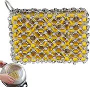 Stainless Steel Chain Mail Scrubber | Multipurpose Kitchen Chain Mail Scrubber - Cast Iron Cleaning Tool, Metal Pan Scrubber for Grill Pan
