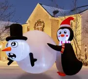 5FT Penguin Roller Snowman Christmas Inflatable Polar Decorations Outdoor Chr...