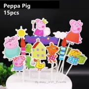 PEPPA PIG CAKE TOPPER 15PCS BIRTHDAY PARTY CUPCAKE PICKS DECORATION