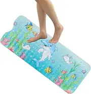 Huayeex Bathtub Mat For Baby | Cartoon Toddler Anti-Slip Shower Mats | 40 X 16 Inch Machine Washable Toddler Baby Bathtub Mat With Suction Cups & Drain Holes