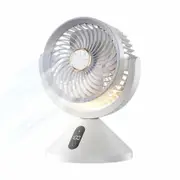 Air Circulator Fan -Cooling Fans Air Circulator USB Rechargeable Desk Circulation with LED Light Portable Cooling Machine For Dorm,Bedside,Classroom,White